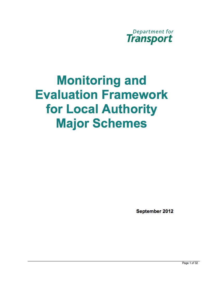 DfT Monitoring and Evaluation Framework for Local Authority Major Schemes